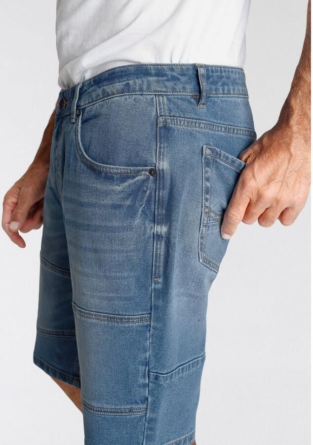 H.I.S Jeansbermuda ontspannen pasvorm rechte been snit modieuze gewassen look - Foto 4