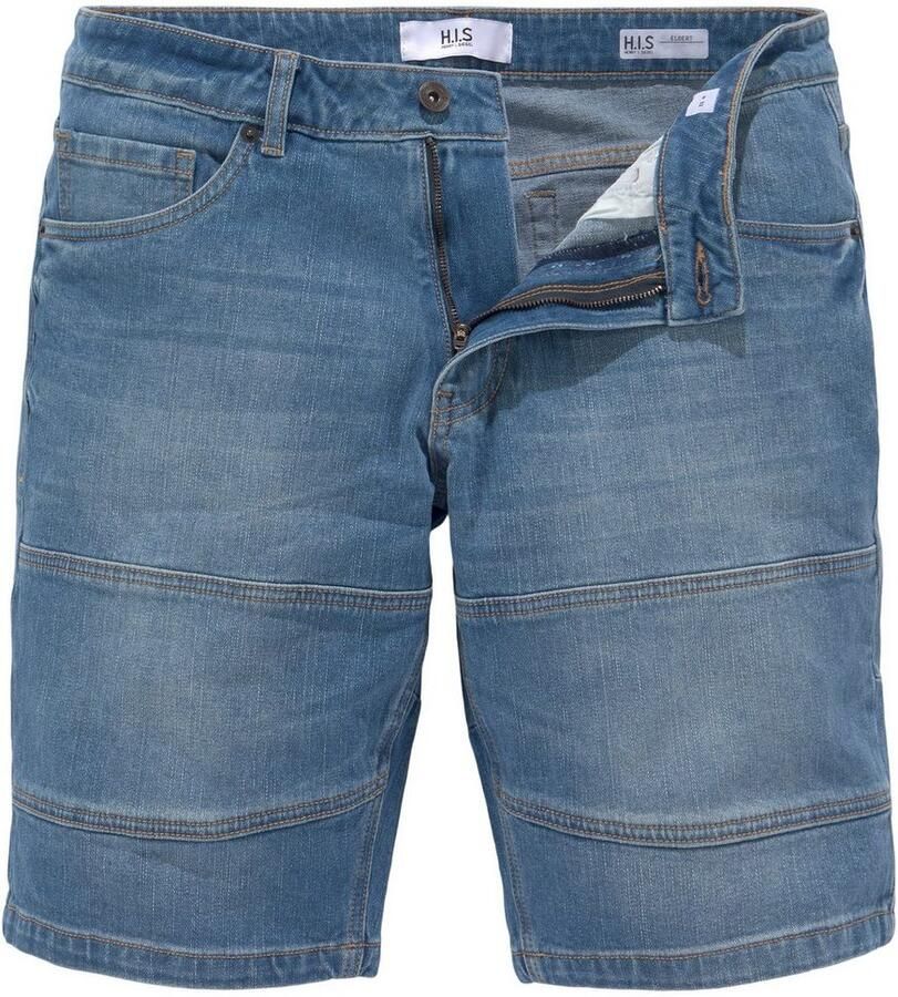 H.I.S Jeansbermuda ontspannen pasvorm rechte been snit modieuze gewassen look