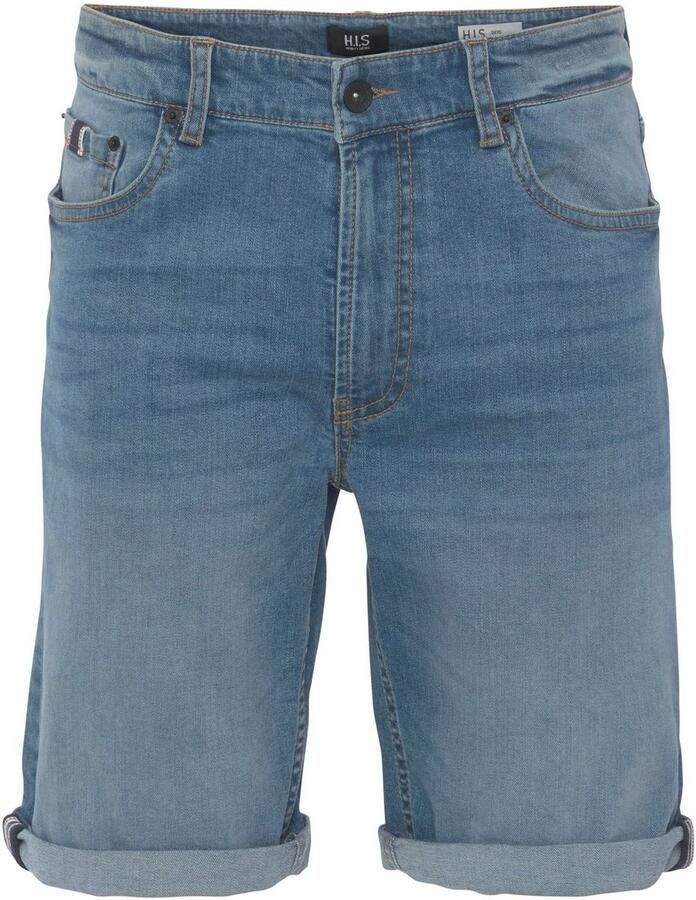 H.I.S Jeansshort DEYO rechte snit used-wassing lage taille