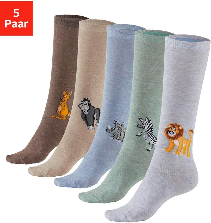 H.I.S Kniekousen met gebreid motief (set 5 paar) - Foto 12