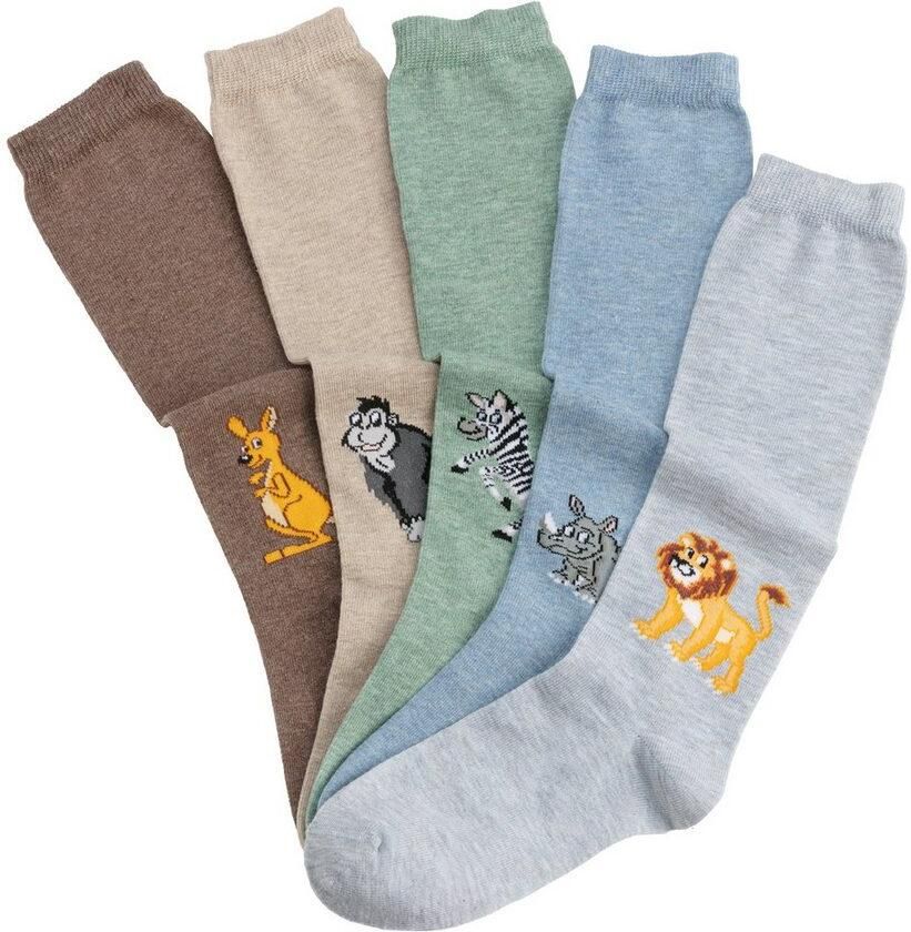 H.I.S Kniekousen met gebreid motief (set 5 paar)