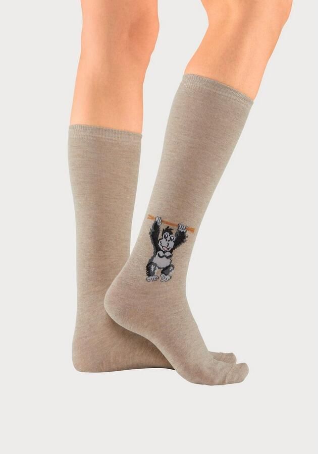 H.I.S Kniekousen met gebreid motief (set 5 paar) - Foto 4