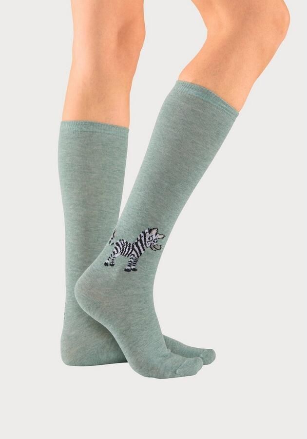 H.I.S Kniekousen met gebreid motief (set 5 paar) - Foto 5