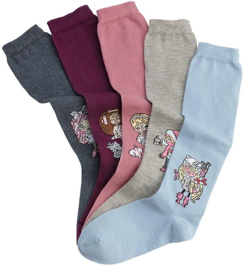 H.I.S Kniekousen met gebreid motief (set 5 paar)