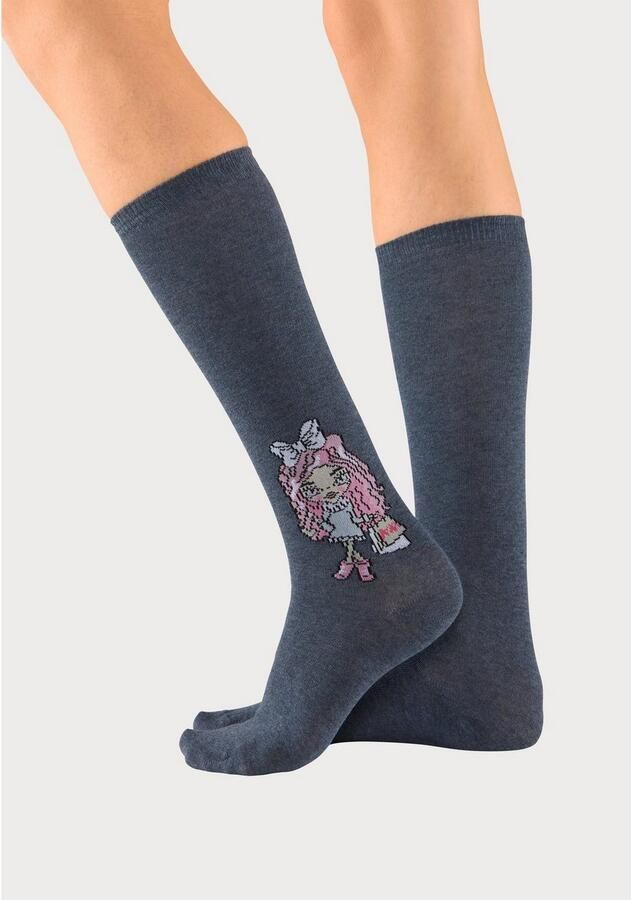 H.I.S Kniekousen met gebreid motief (set 5 paar) - Foto 3