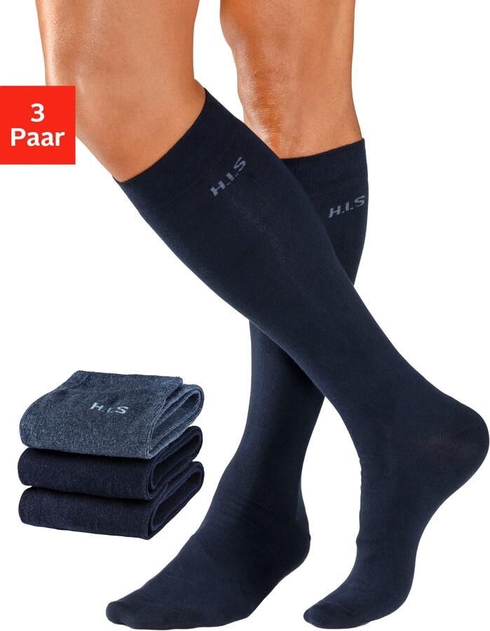 H.I.S Kniekousen met knelvrije boord (set 3 paar) - Foto 7