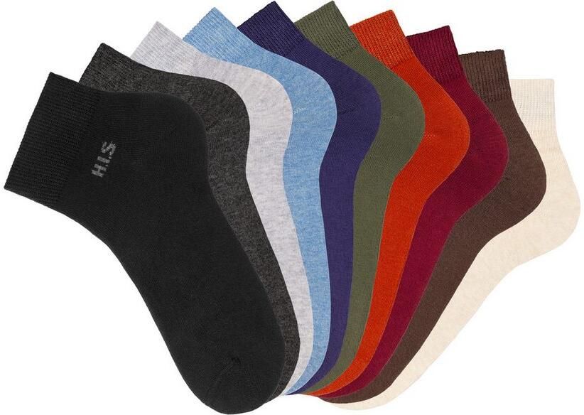 H.I.S Korte sokken met gekleurde binnenkant van de band (set 10 paar) - Foto 7
