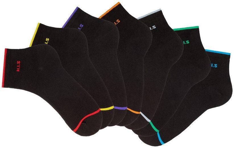 H.I.S Korte sokken met gekleurde boord (set 7 paar) - Foto 5