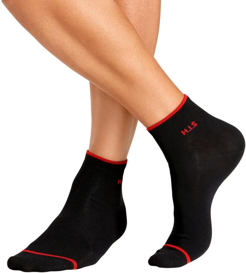 H.I.S Korte sokken met gekleurde boord (set 7 paar)