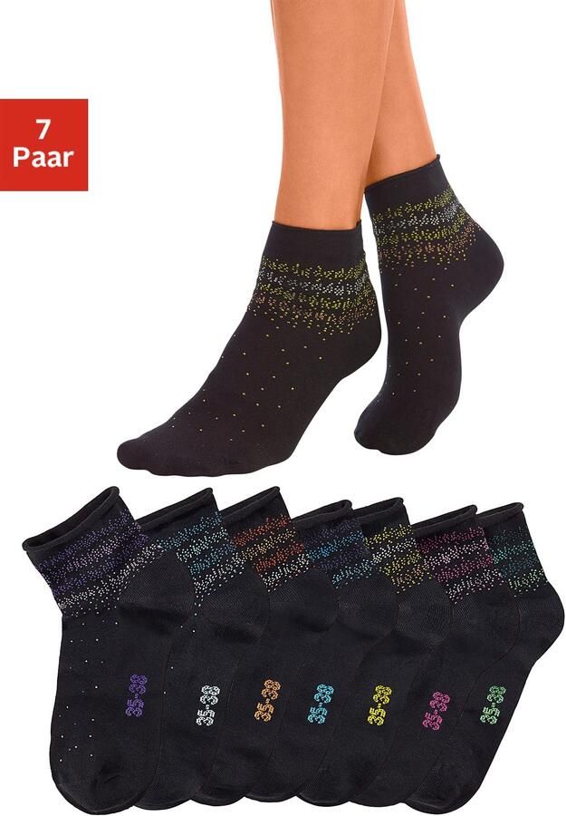 H.I.S Korte sokken met stippenmotief (set 7 paar) - Foto 4