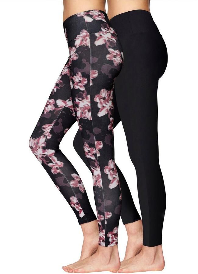 H.I.S Legging in gedessineerd en uni (Set van 2)