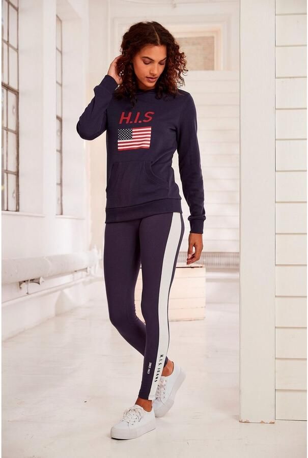 H.I.S Hoodie met logoprint en kangoeroezak loungepak hoodie