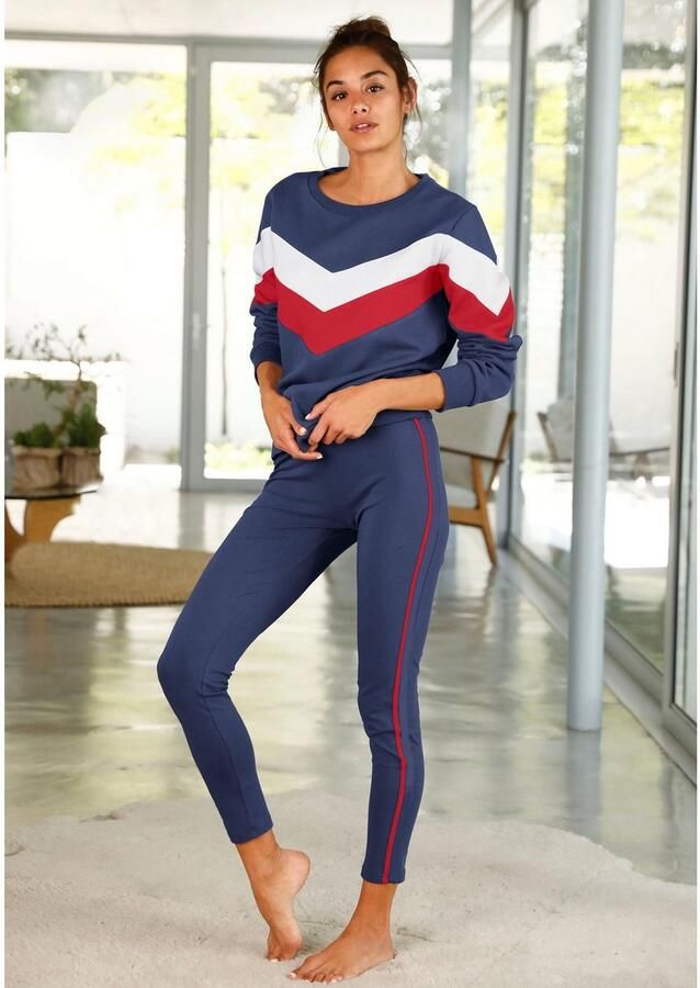 H.I.S Legging Zijdelingse streep inzetstukken in contrasterende kleuren loungewear - Foto 2