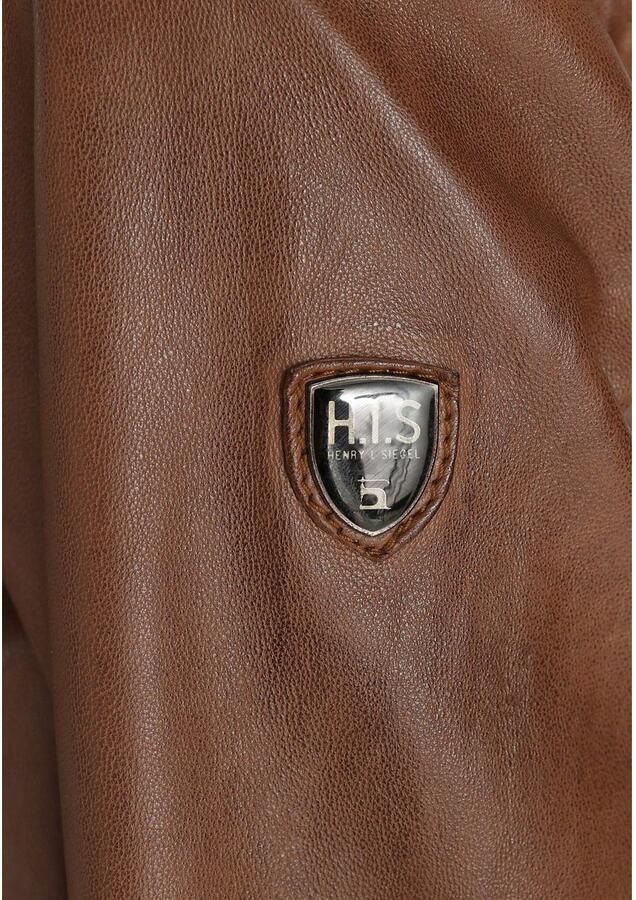 H.I.S Leren jack van lamsleer figuuraccentuerende snit met staande kraag - Foto 3