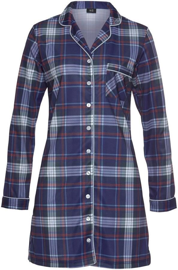 H.I.S Nachthemd van flanel met ruitdessin (1-delig)
