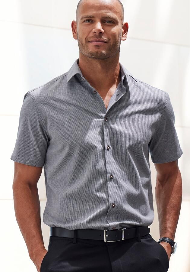 H.I.S Overhemd met korte mouwen Regular fit elastisch jacquard korte mouwen shirt - Foto 6