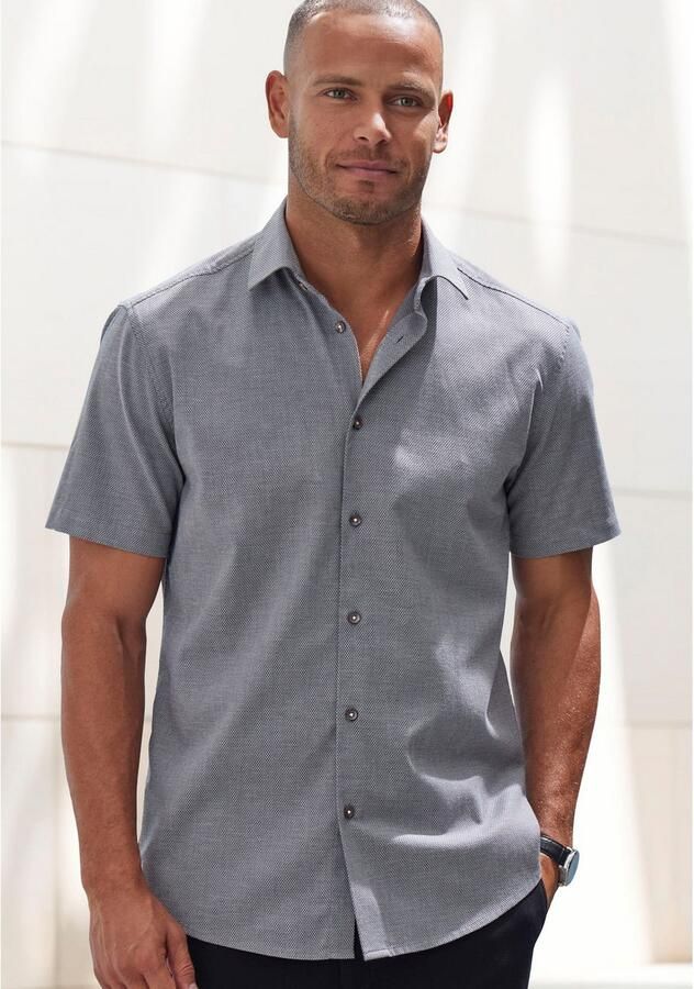 H.I.S Overhemd met korte mouwen Regular fit elastisch jacquard korte mouwen shirt - Foto 4