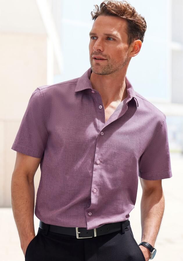 H.I.S Overhemd met korte mouwen Regular fit elastisch jacquard korte mouwen shirt - Foto 4