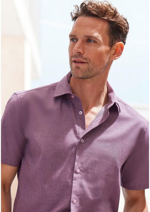 H.I.S Overhemd met korte mouwen Regular fit elastisch jacquard korte mouwen shirt - Foto 3