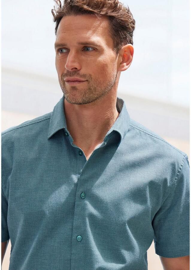 H.I.S Overhemd met korte mouwen Regular fit elastisch jacquard korte mouwen shirt - Foto 2