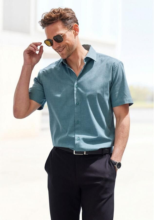 H.I.S Overhemd met korte mouwen Regular fit elastisch jacquard korte mouwen shirt - Foto 5