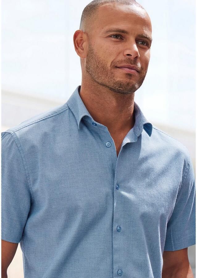 H.I.S Overhemd met korte mouwen Regular fit elastisch jacquard korte mouwen shirt - Foto 2