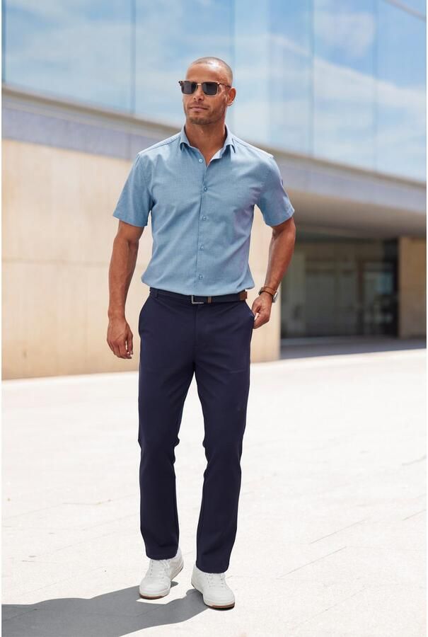 H.I.S Overhemd met korte mouwen Regular fit elastisch jacquard korte mouwen shirt - Foto 4