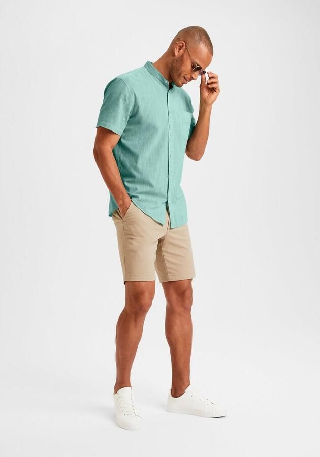 H.I.S Overhemd met korte mouwen Regular fit knoopsluiting met opstaande kraag Regular fit staande kraag shirt met borstzak 100% katoen - Foto 6