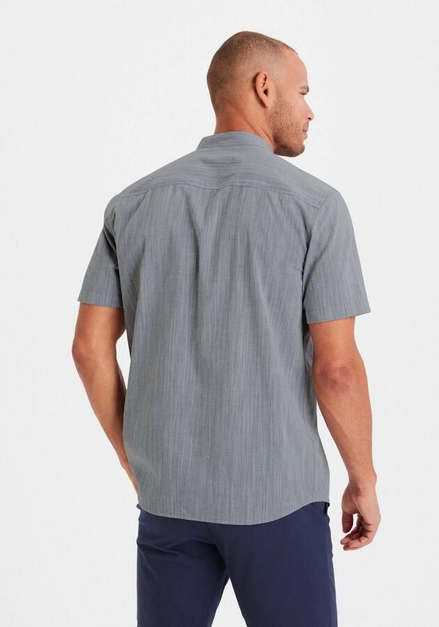 H.I.S Overhemd met korte mouwen Regular fit knoopsluiting met opstaande kraag Regular fit staande kraag shirt met borstzak 100% katoen - Foto 4