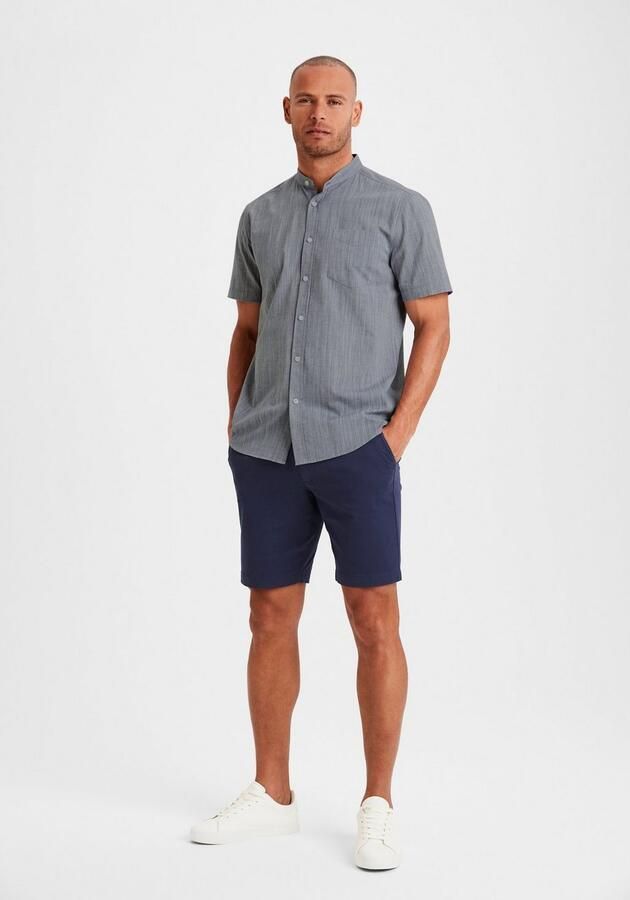 H.I.S Overhemd met korte mouwen Regular fit knoopsluiting met opstaande kraag Regular fit staande kraag shirt met borstzak 100% katoen - Foto 6