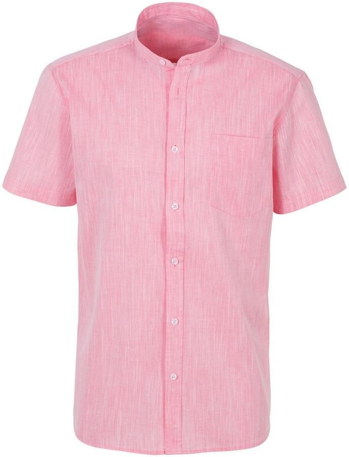 H.I.S Overhemd met korte mouwen Regular fit knoopsluiting met opstaande kraag Regular fit staande kraag shirt met borstzak 100% katoen - Foto 2