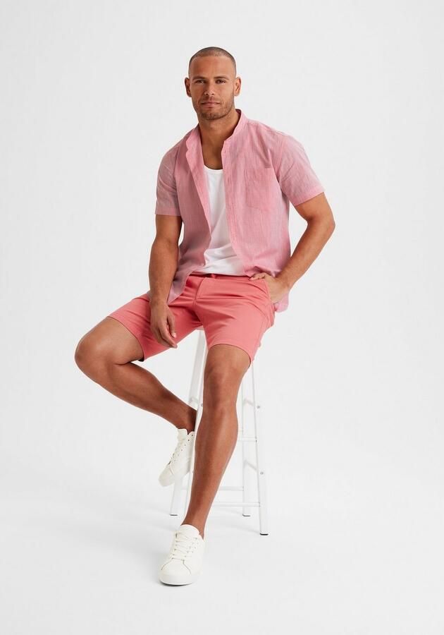 H.I.S Overhemd met korte mouwen Regular fit knoopsluiting met opstaande kraag Regular fit staande kraag shirt met borstzak 100% katoen - Foto 5