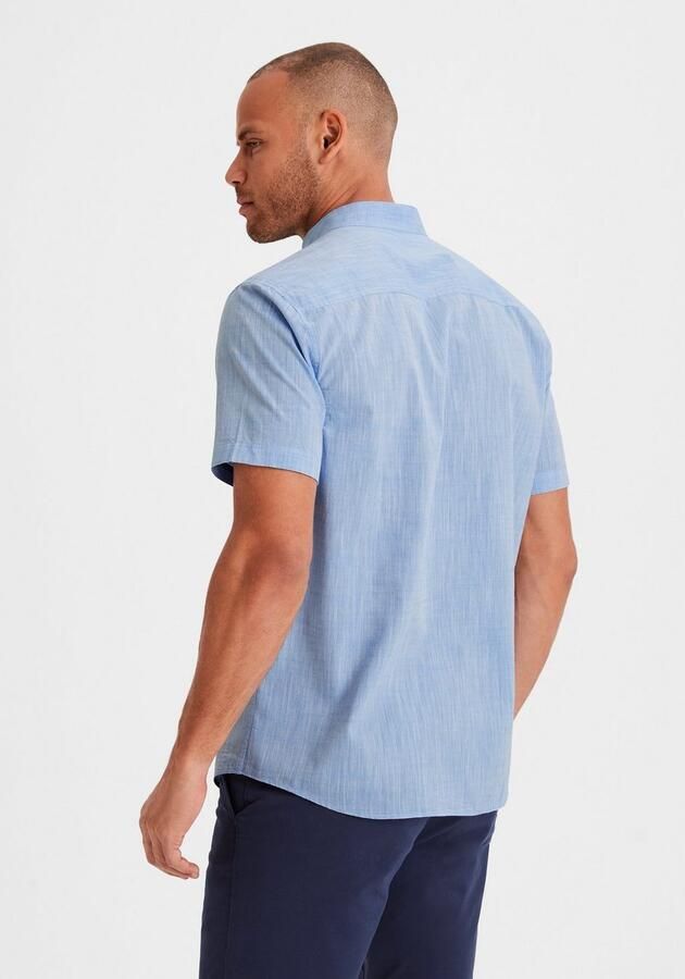 H.I.S Overhemd met korte mouwen Regular fit knoopsluiting met opstaande kraag Regular fit staande kraag shirt met borstzak 100% katoen - Foto 5