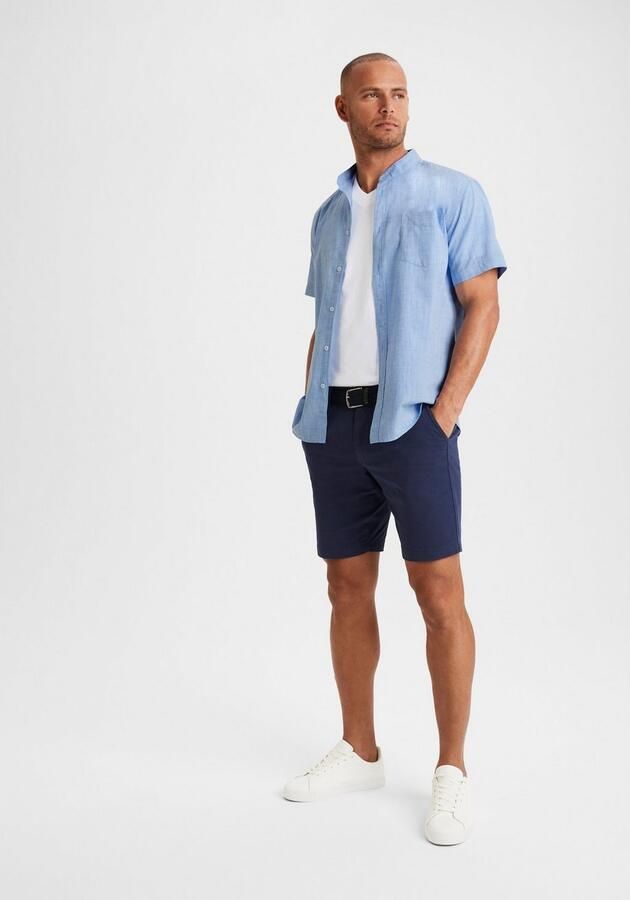 H.I.S Overhemd met korte mouwen Regular fit knoopsluiting met opstaande kraag Regular fit staande kraag shirt met borstzak 100% katoen - Foto 6