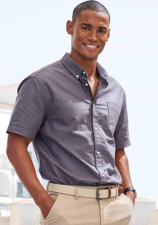 H.I.S Overhemd met korte mouwen Regular fit met button-down kraag 100% katoen - Foto 5