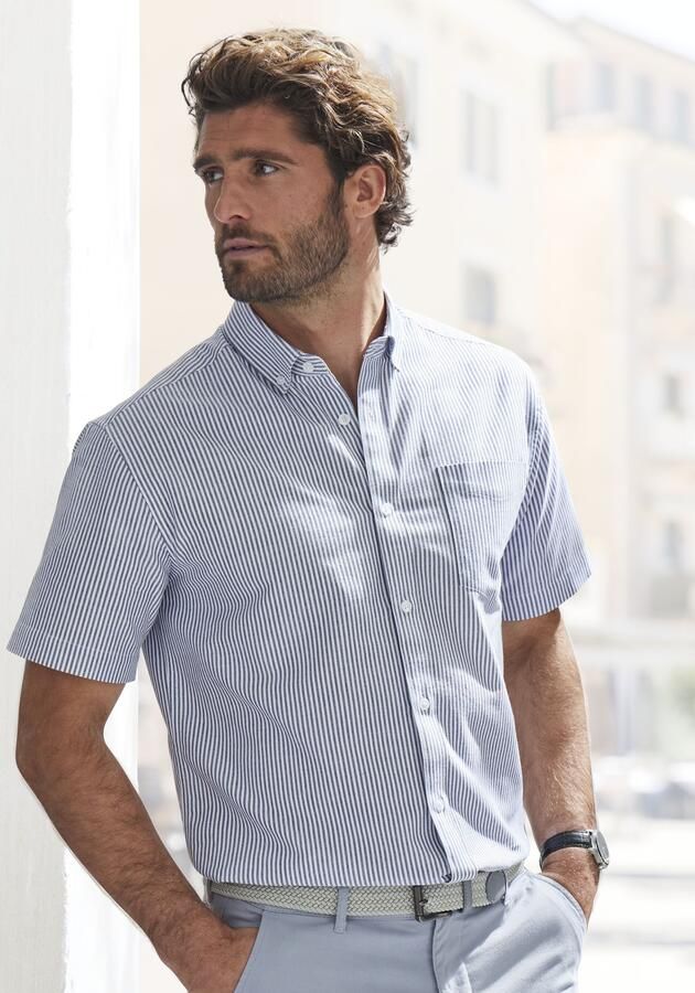 H.I.S Overhemd met korte mouwen Regular fit Oxford overhemd met korte mouwen met button-down-kraag van 100% katoen - Foto 5