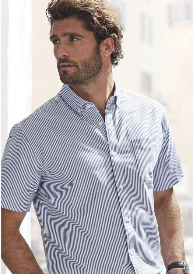 H.I.S Overhemd met korte mouwen Regular fit Oxford overhemd met korte mouwen met button-down-kraag van 100% katoen - Foto 3