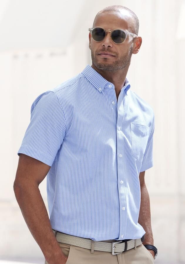 H.I.S Overhemd met korte mouwen Regular fit Oxford overhemd met korte mouwen met button-down-kraag van 100% katoen - Foto 4