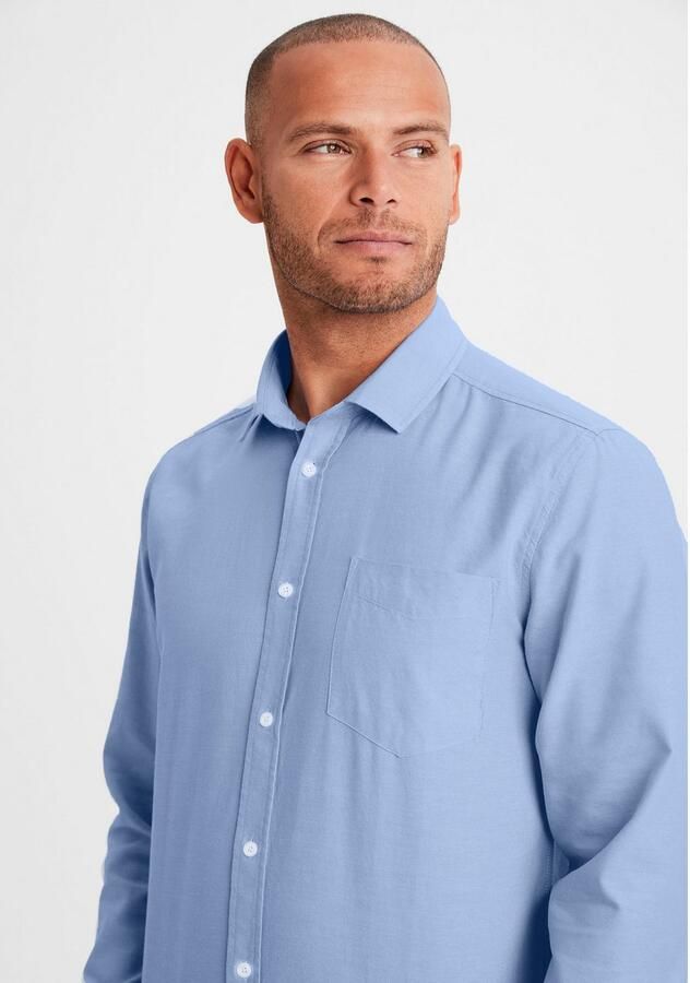 H.I.S Overhemd met lange mouwen met kent-kraag oxford-kwaliteit van 100% katoen