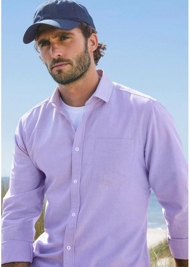 H.I.S Overhemd met lange mouwen met kent-kraag oxford-kwaliteit van 100% katoen