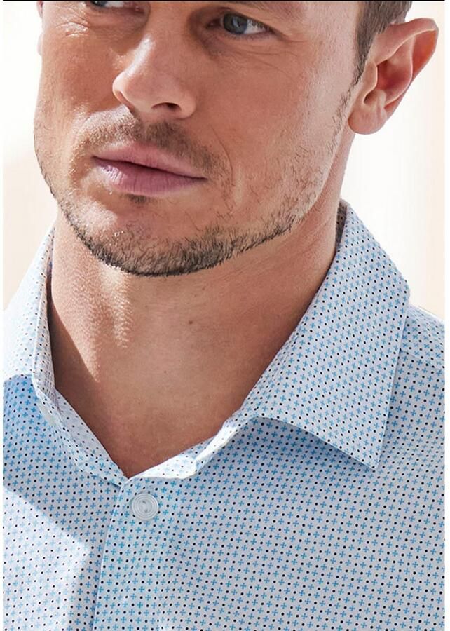 H.I.S Overhemd met lange mouwen Regular fit met haifiskraag en all-over print van zuiver katoen