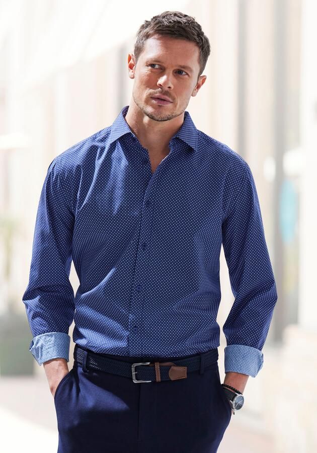 H.I.S Overhemd met lange mouwen Regular fit met haifiskraag en all-over print van zuiver katoen - Foto 5