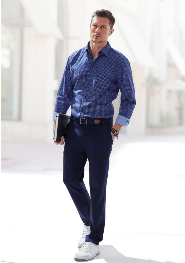 H.I.S Overhemd met lange mouwen Regular fit met haifiskraag en all-over print van zuiver katoen - Foto 3