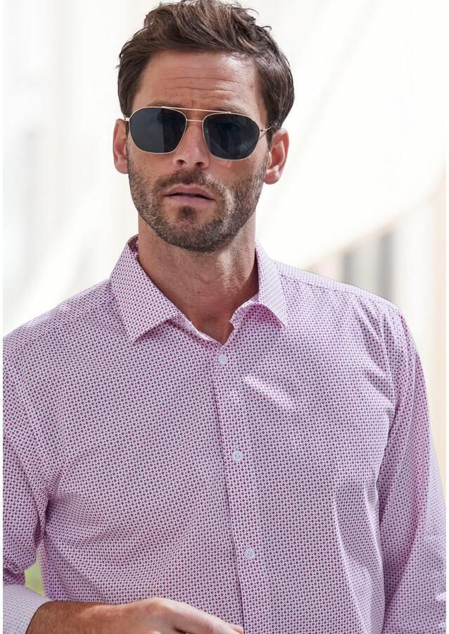 H.I.S Overhemd met lange mouwen Regular fit met haifiskraag en all-over print van zuiver katoen - Foto 2