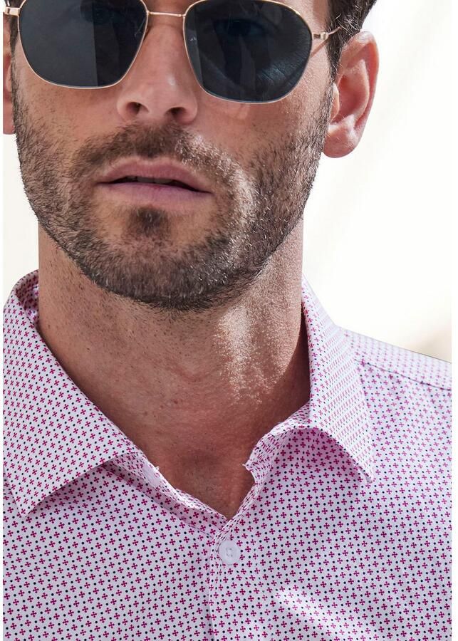 H.I.S Overhemd met lange mouwen Regular fit met haifiskraag en all-over print van zuiver katoen