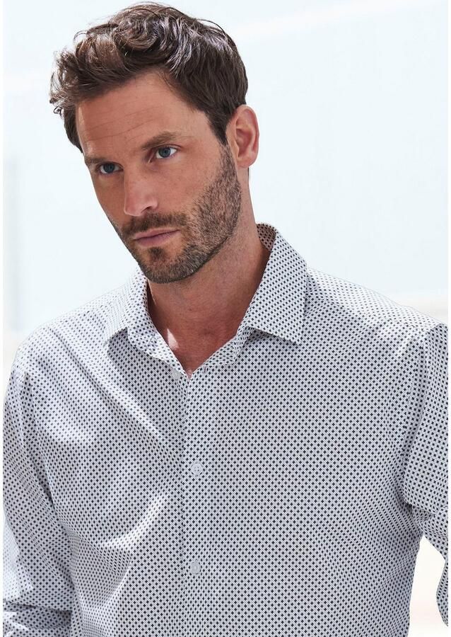 H.I.S Overhemd met lange mouwen Regular fit met haifiskraag en all-over print van zuiver katoen - Foto 2