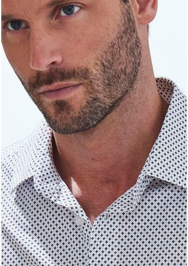 H.I.S Overhemd met lange mouwen Regular fit met haifiskraag en all-over print van zuiver katoen - Foto 3