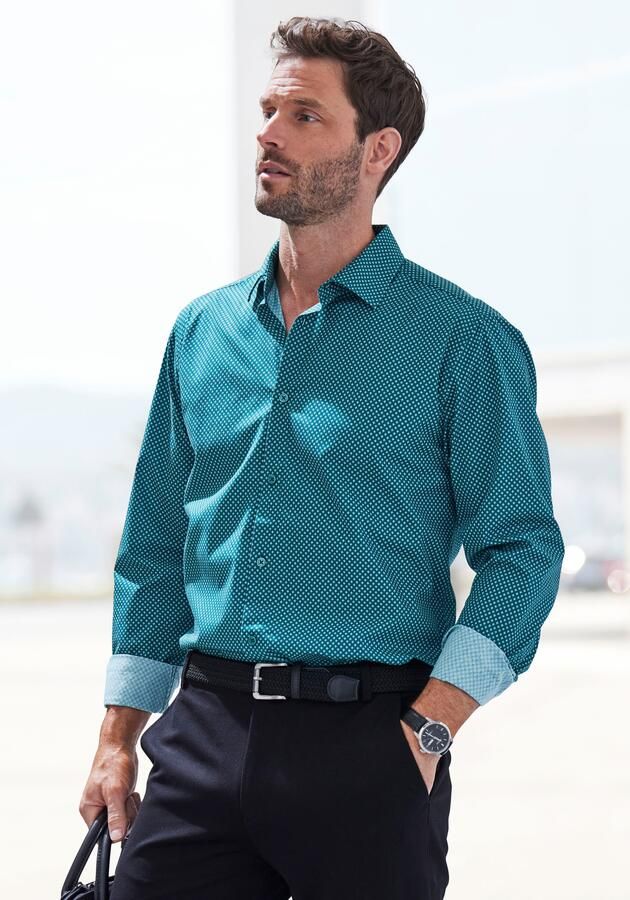 H.I.S Overhemd met lange mouwen Regular fit met haifiskraag en all-over print van zuiver katoen - Foto 6