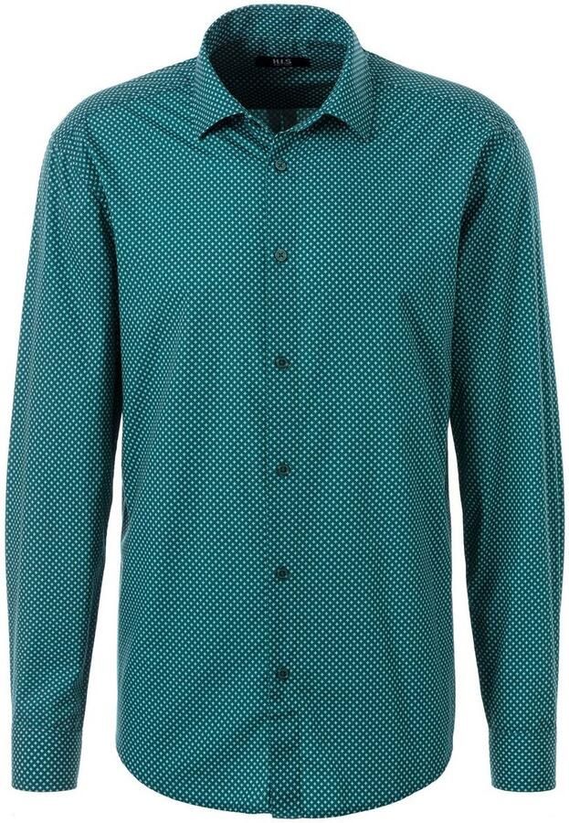 H.I.S Overhemd met lange mouwen Regular fit met haifiskraag en all-over print van zuiver katoen - Foto 5