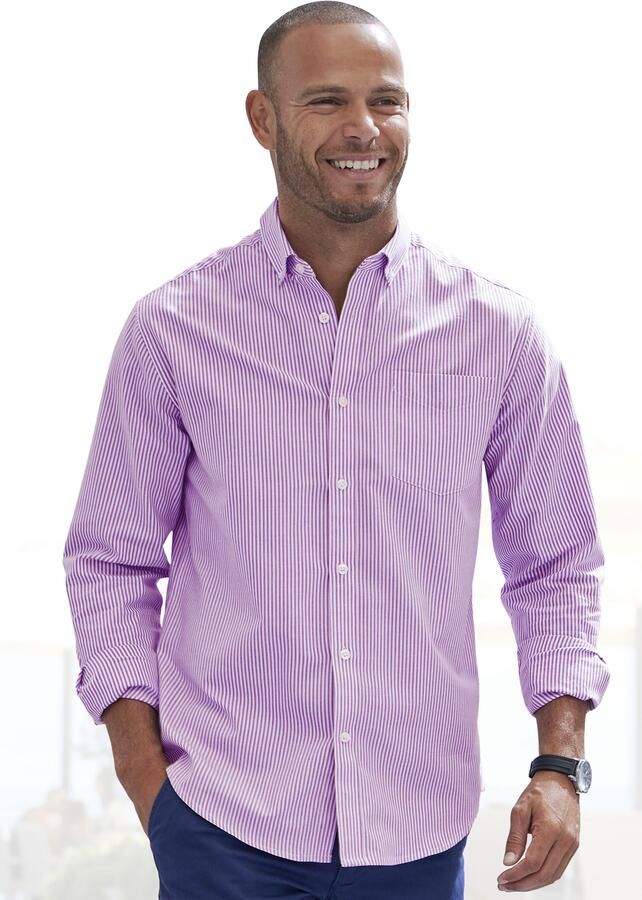 H.I.S Overhemd met lange mouwen Regular fit Oxford overhemd langarm met button-down-kraag van 100% katoen